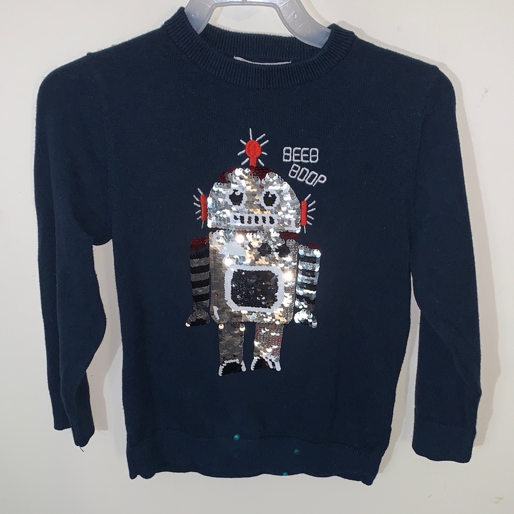 H&M Navy Sequin Robot sweater